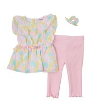 Conjunto de 3 piezas de pantalones capri con ojales talla 2T 4T nuevo con etiquetas para niñas pequeñas talla 2T