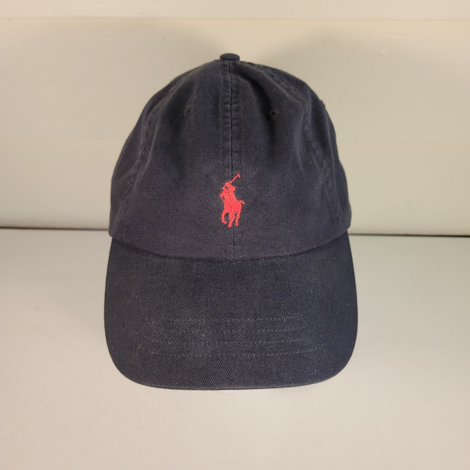 Polo Ralph Lauren cappello berretto cinturino schiena nero rosso ricamato pony anni 90 vintage