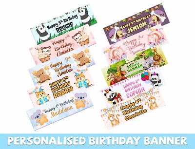 Personalisierte Banner Tier Design Geburtstag Kinder Party Deko Kinder 558