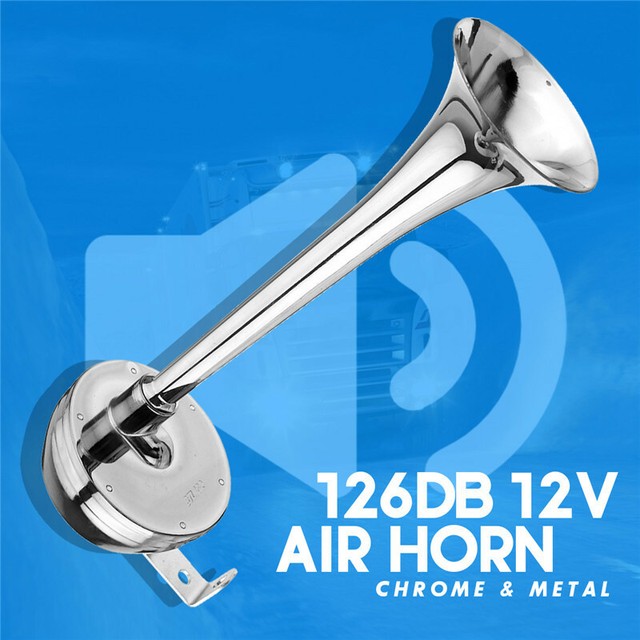 Chrome Long Electric Air Horn Kit Truck Loud 12V Train/Car/Truck/Bus