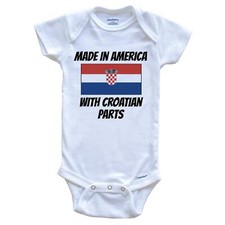 Made In America With Croatian Parts Croatia Flag Funny Baby Bodysuit