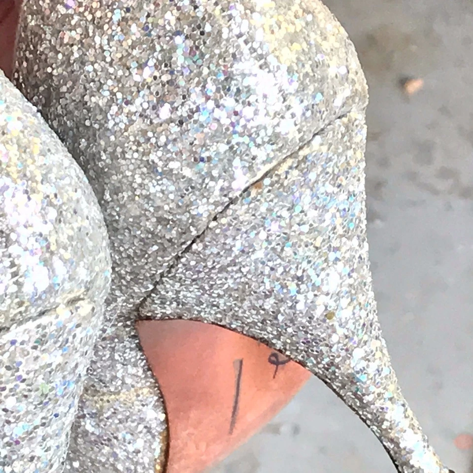 20 世纪 50 年代复古银色 SPARKLE PARTY HEELS 鞋 PUMPS DE LISO DEBS 7 节日 — 第 4/4 张图片