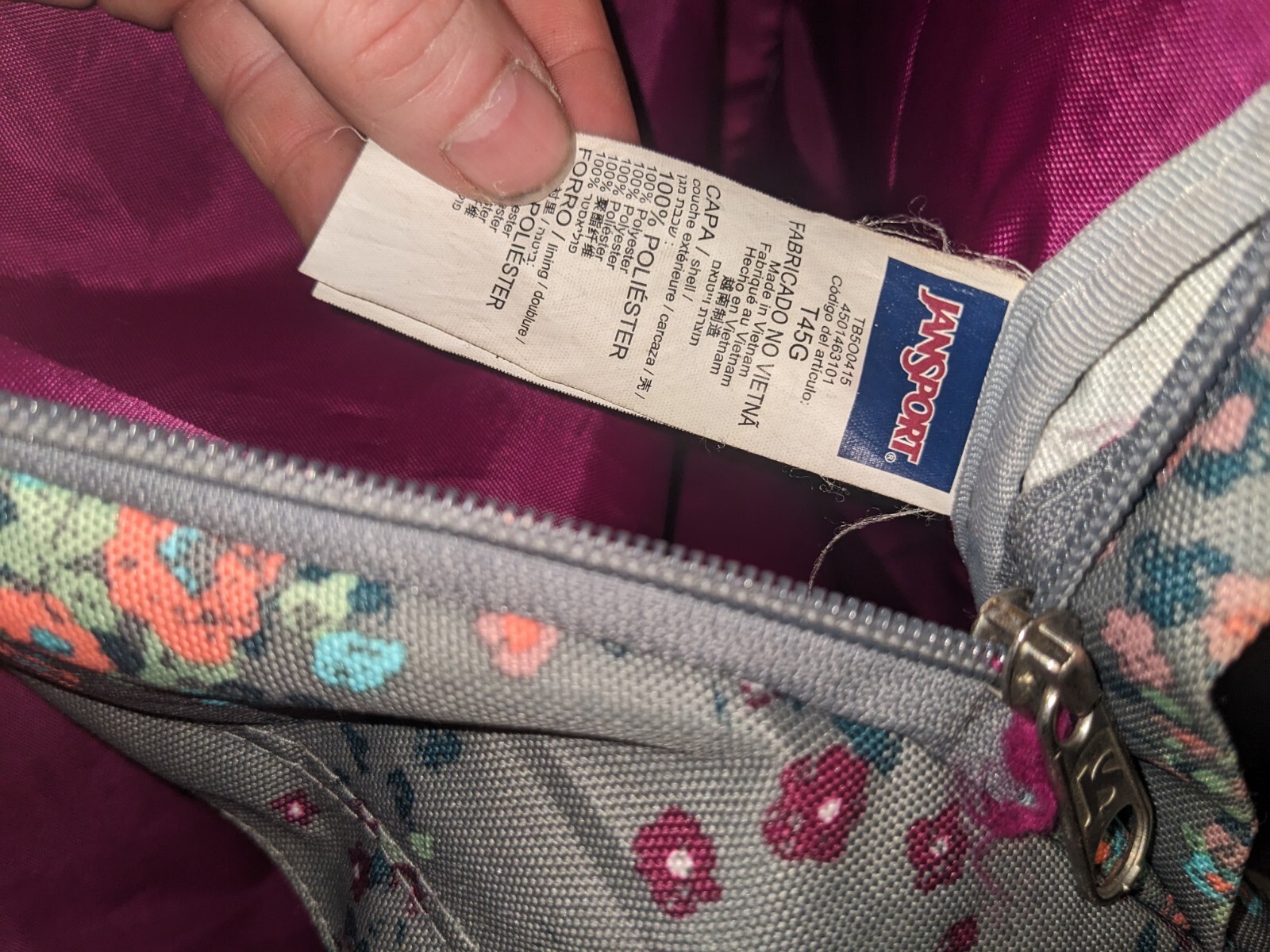 Jansport Envoy Laptop Backpack T45G Floral Gray Purple Unisex