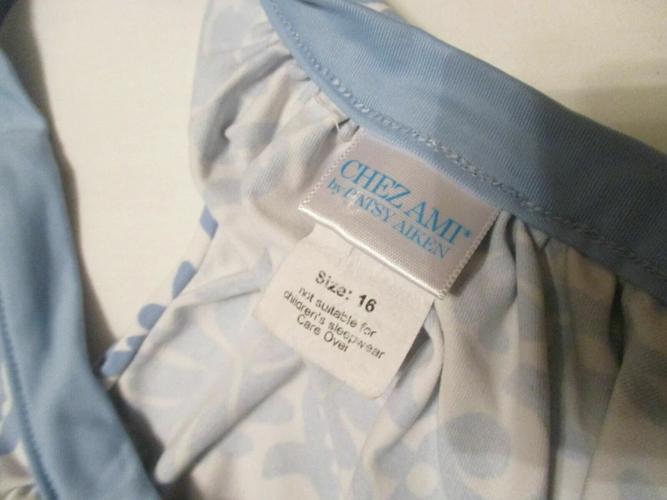 Chez Ami Patsy Aiken Tactel/Spandex Blue & Brown Dress Size 16 - Image 4 of 4