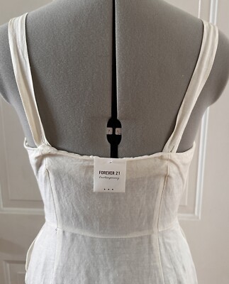 Forever 21 white linen blend dress,double breasted,1" straps,sz S,short NWT | eBay Forever 21 white linen blend dress,double breasted,1" straps,sz S,short NWT | eBay