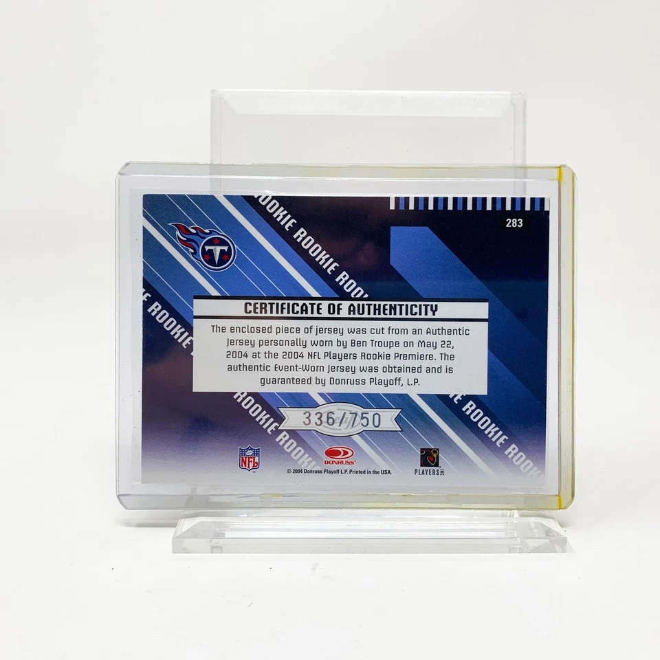 Ben Troupe RC Jersey - 2004 Leaf Rookies & Stars - 336/750 - Tennessee Titans - Image 2 of 2