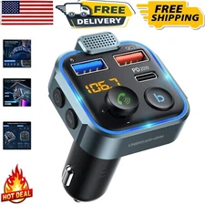 Premium Bluetooth FM Transmitter Car Kit - PD 20W Fast Charging, Voice Assistant