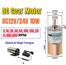 5-600RPM High Torque Micro DC 12V/24V 10W Gearmotor Metal Gearbox Motor New