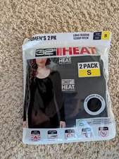 32° Heat Women's Long Sleeve Scoop Neck T-Shirt 2Pk Size S Black Black Stretch