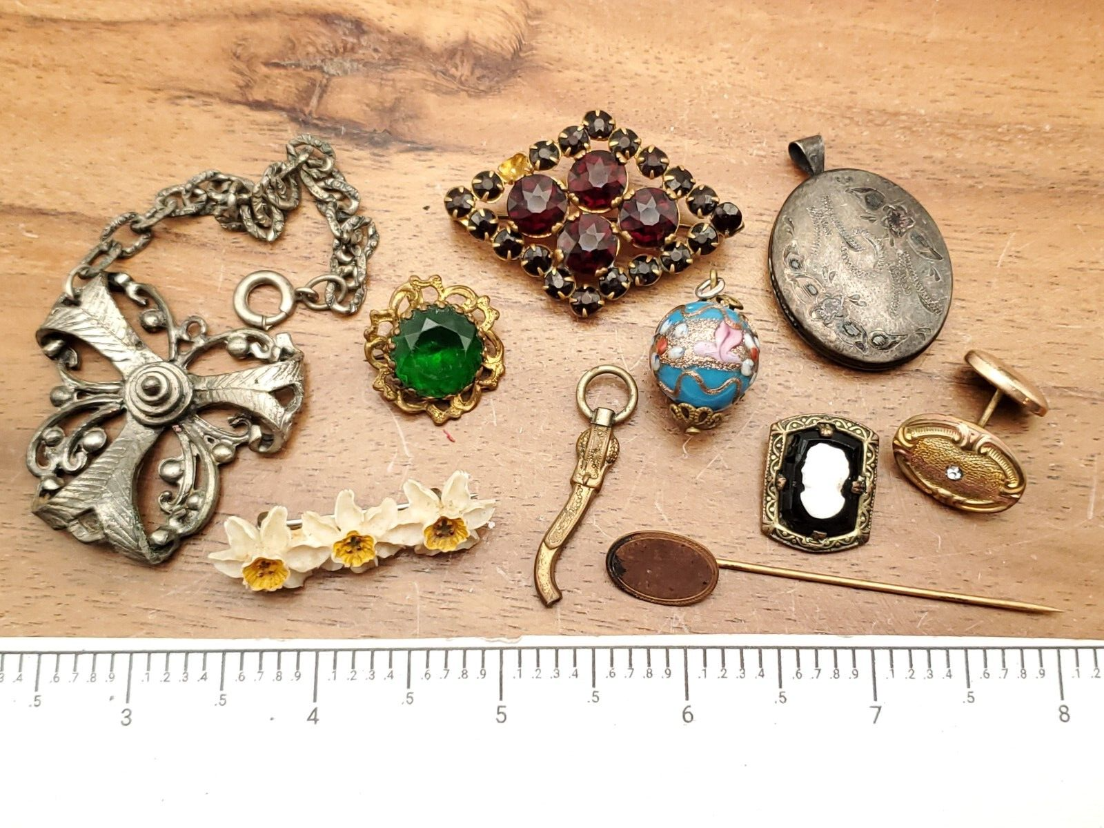 Vintage Antique Victorian Art Deco Craft Broken 10 Piece Jewelry Making Lot #6