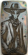 10 ozt 999 Fine Silver Art Bar- Alien Cowboy - Adamo Techne - Limited Edition 102.40 per troy oz