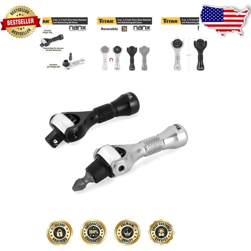 High-Quality Chrome Vanadium Nano Ratchet and Bit Driver Set - Black Finish