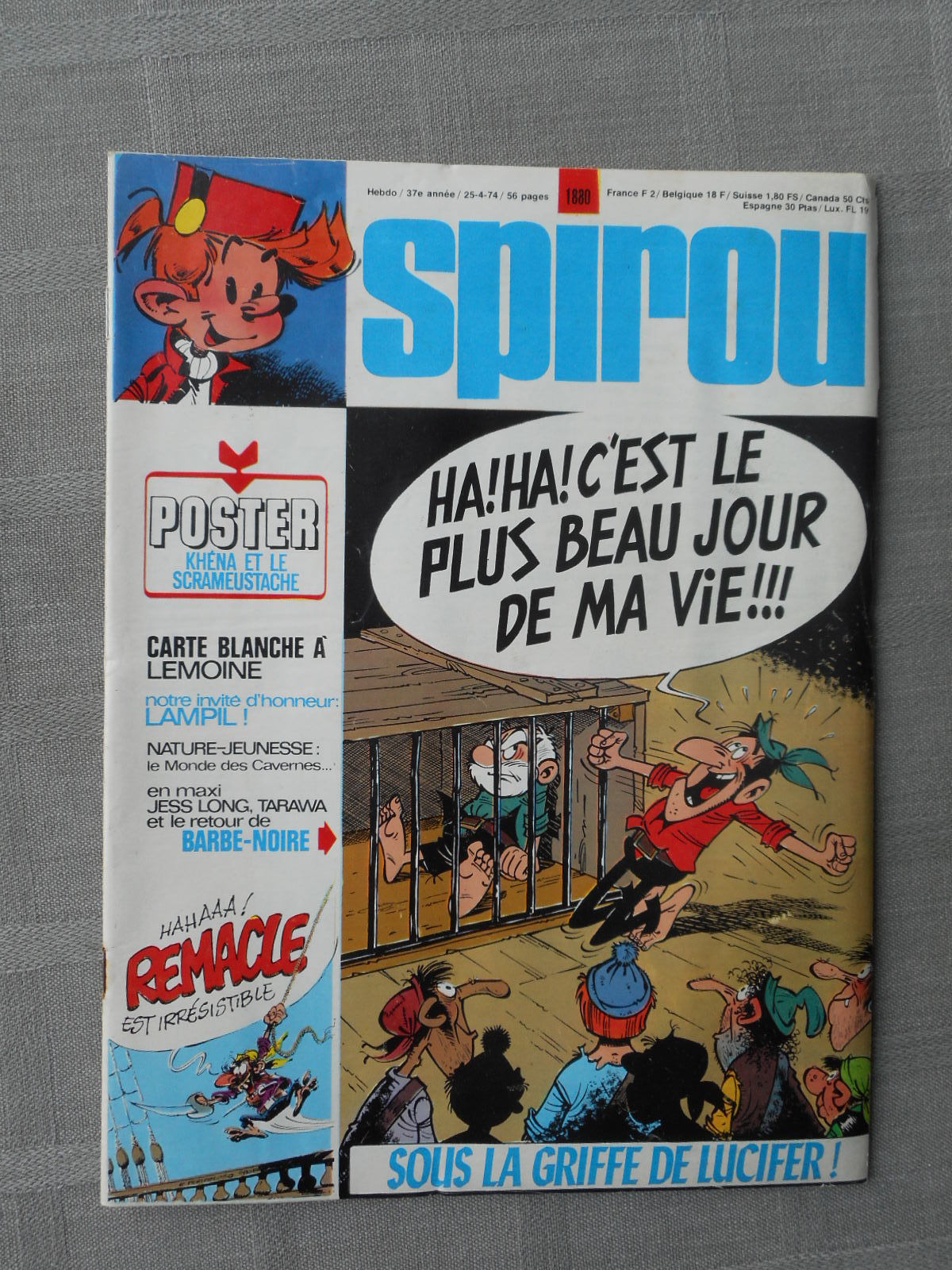 Spirou Weekly No. 1880 Good Condition With Poster Supplement Khéna