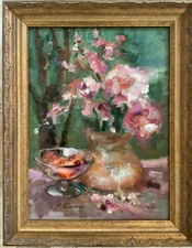 Original Framed Impressionism Oil Art Floral  Still Life Signed