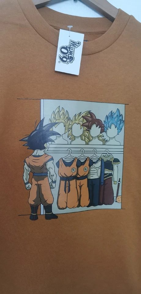 Sweat Pull Moutarde Goku Manga Dragon Ball Humour Drôle Dbz Taille XS  - Photo 2/3