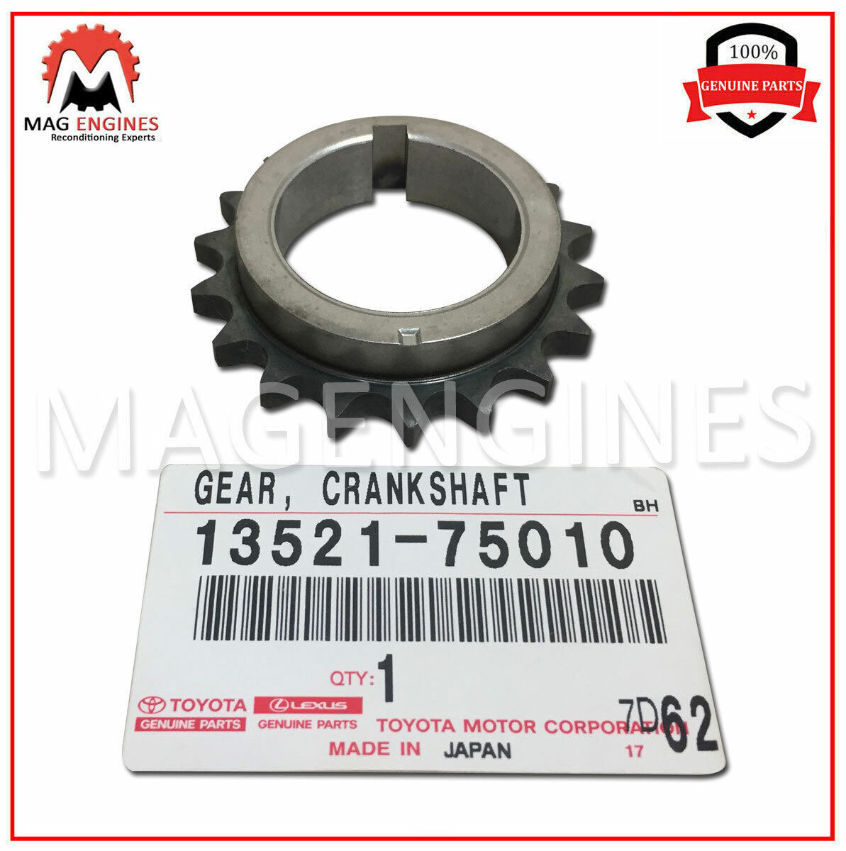13521-75010 GENUINE OEM GEAR OR SPROCKET, CRANKSHAFT TIMING