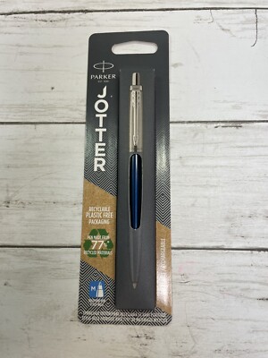 Parker Jotter Stainless Steel Pen Royal Blue Barrel Blue Ink Medium Point