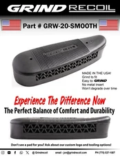 Grind to fit recoil pad, No metal insert, Black, Made in the USA! 