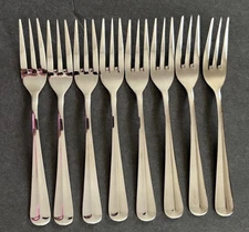 Set of (8) Salad Forks REED & BARTON Select HANCOCK Stainless Glossy Korea 7"