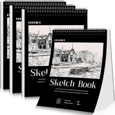 4 Pack Sketch Book, 8.5 X 11Inch Sketchbook, 68Lb/100Gsm Top Spiral Bound Sketch