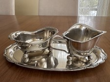 Antik WMF Milch & Zucker Set auf Tablett, versilbert