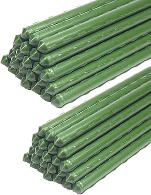 Garden Stakes 6 Ft Plastic Coated Steel Tube Sturdy Metal Plant Sticks for Tomat