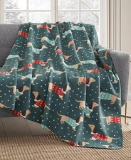 Cozy Sweater Dachshund Pups - Christmas Holiday Printed Fleece Throw 50"x60" NIP