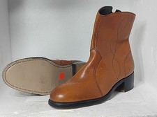 UnwornVintage Deadstock Orange 1970s Leather Ankle Boots Size 10 Ew202797912q7