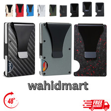Ridge-Style Titanium Wallet?Slim RFID Blocking Metal Card Holder with Money Clip