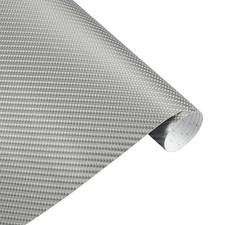 Premium 4d Gloss Silver Carbon Fiber Vinyl Film Wrap Bubble Free Air Release