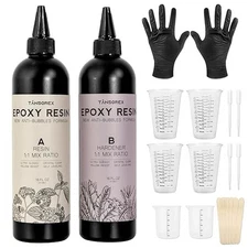 Epoxy Resin 32OZ Kit - Crystal Clear Art Resin and Hardener Kit for Beginners,