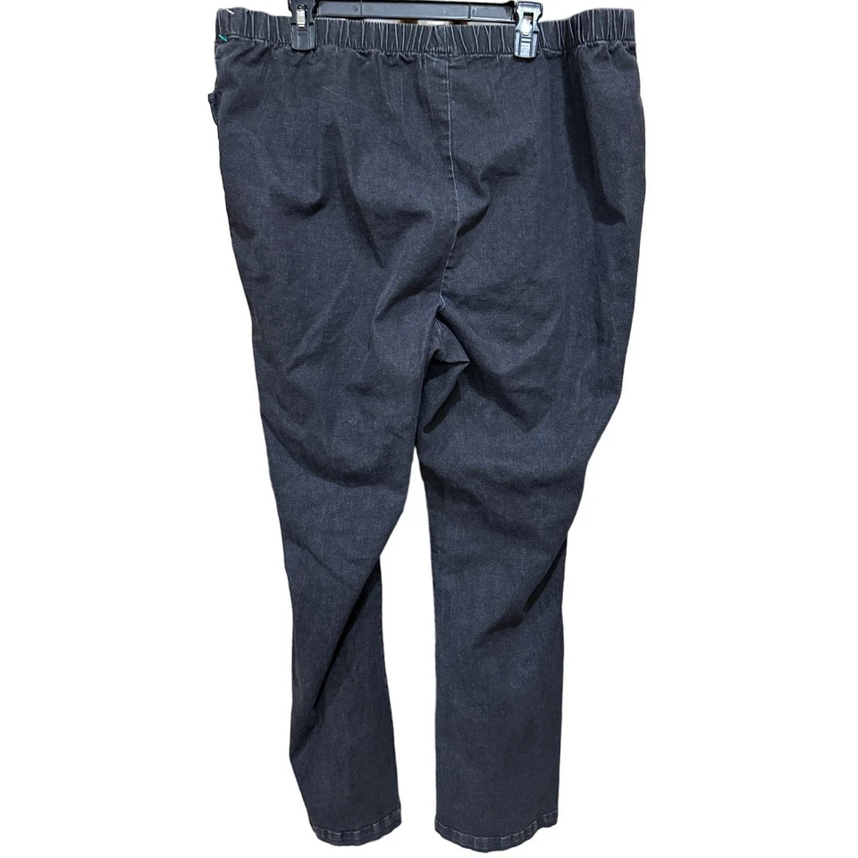 Woman Within Pull On Pants Plus 28W Tall Gray Stretch Waistband Cotton Blend - Image 2 of 4