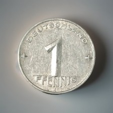 1 Pfennig 1952 A DDR M&uuml;nze - Umschrift DEUTSCHLAND - Vorz&uuml;glich erhalten (211)