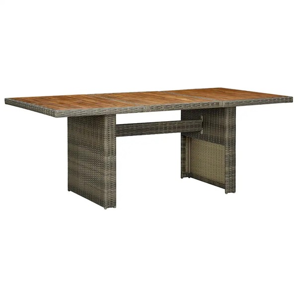 Gartentisch Braun Poly Rattan Und Akazie Massivholz-image