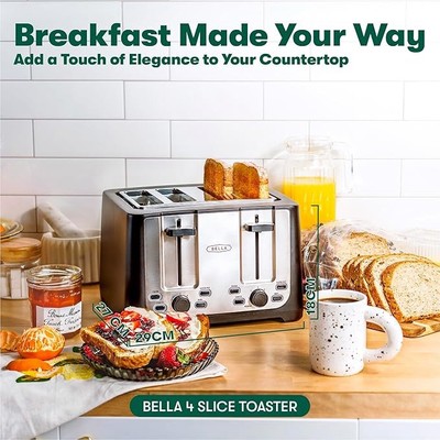 NEW！BELLA Slice Toaster with Auto Shut Off, Extra Wide Slots