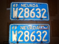 Nevada Blue Plates 1969 matched pair Washoe County W28632 Patina Rat Rod