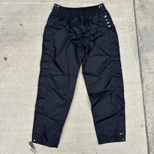 Vintage Nike Tearaway Track Pants Mens Black Snap Nylon Swoosh 90s Size Medium