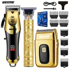 Professional Hair Clippers for Men Cordless Barber Clippers & Trimmer Set GOLD