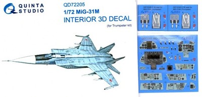 Quinta Studios 1/72 MIG-31M 3D PRINTED & COLORED INTERIOR SET Trumpeter