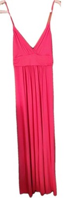 COCO USA Pink Maxi Dress Women's L V-Neck Spaghetti Strap Solid Summer Vacation