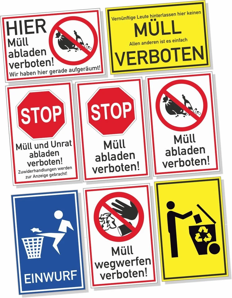 KLEBEBUDE Müll abladen verboten! Hinweisschild ACHTUNG Schild Aufkleber DRU 0171