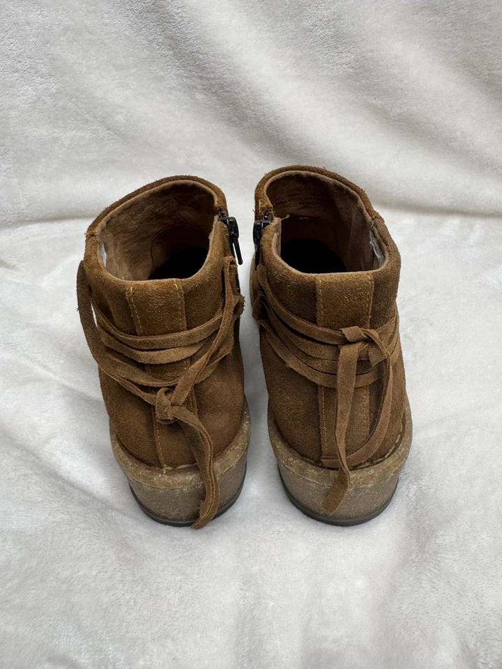 Botines Born para mujer Viana marrón cuero envejecido gamuza cuña cremallera al tobillo talla 9 Foto 2 de 4