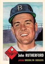 1991 Topps Archives 1953 #137 John Rutherford Bio uses white text