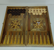 Backgammon Set mit Intarsien Massivholz Brett