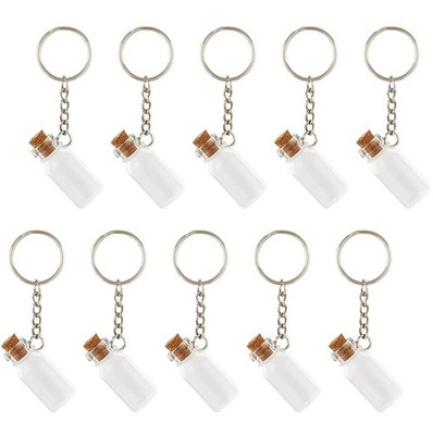 20 Pcs Mini Glass Bottle with Cork Lids 3ml Clear Tiny Glass Vials Keychains ...