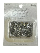 Sew-Ology 4-Part Snaps White 1/2” (11mm) 12ct New Sealed Hobby Lobby 2018.