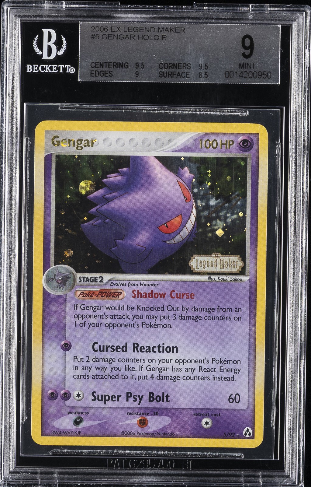 2006 EX LEGEND MAKER REVERSE HOLO #5 GENGAR BGS 9