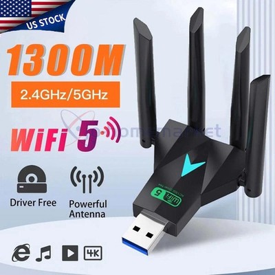 USB 3.0 Wireless WIFI Adapter 1300Mbps Long Range Dongle Dual Band 5Ghz Network