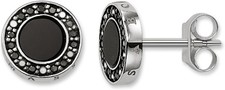 Thomas Sabo 925 Sterling Silver Stud Earrings Zirconia Black Pave Onyx Pearl