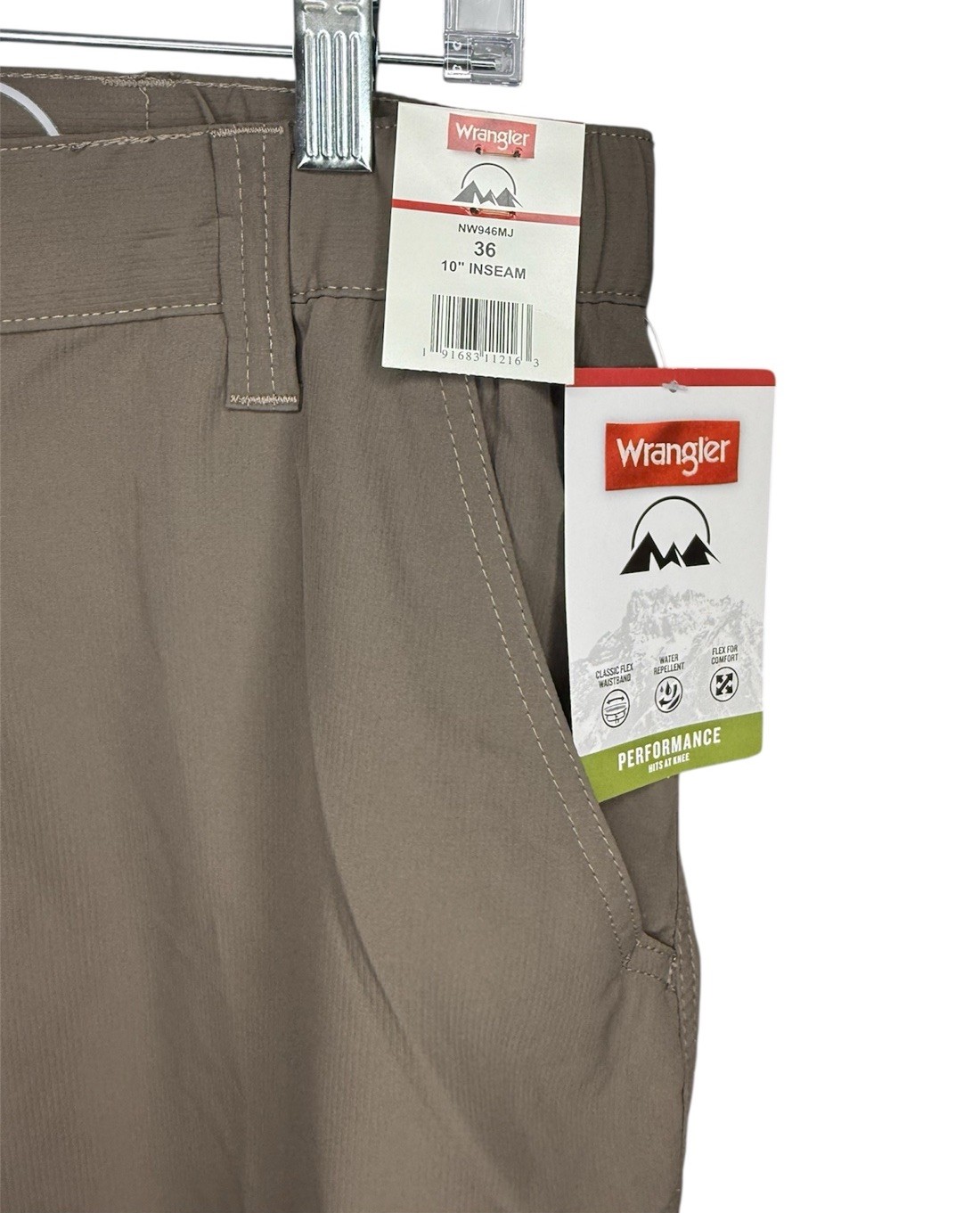 Wrangler Performance Men’s 36 Brown Cargo Shorts 10” Inseam Flex Waist NWT